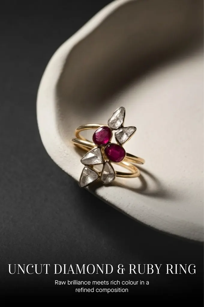 Uncut Diamond & Ruby Ring page 1